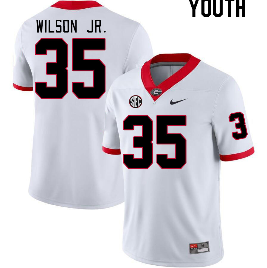 Youth #35 Damon Wilson Jr. Georgia Bulldogs College Football Jerseys Stitched-White